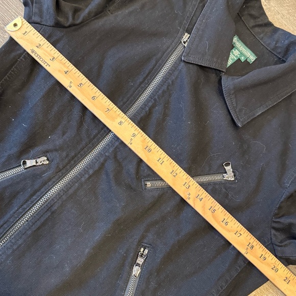 Lauren Ralph Lauren Black Jean Moto Jacket Size XL - Picture 4 of 7